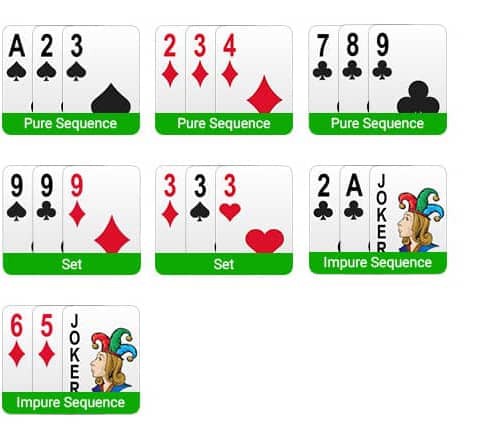 3 pure sequence 1 new rummy