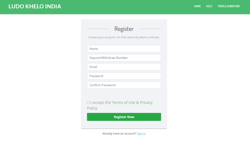 ludo khelo inida register